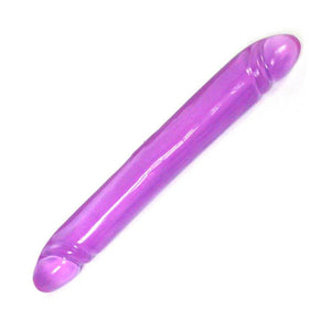 12" Reflective Gel, Smooth Double Dong, Purple-The Stockroom