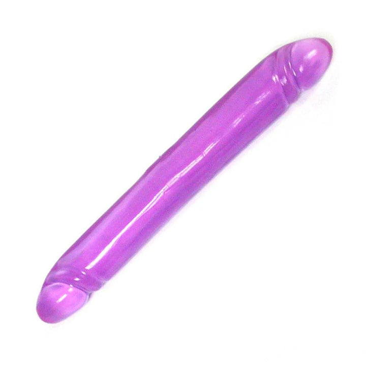 12" Reflective Gel, Smooth Double Dong, Purple-The Stockroom