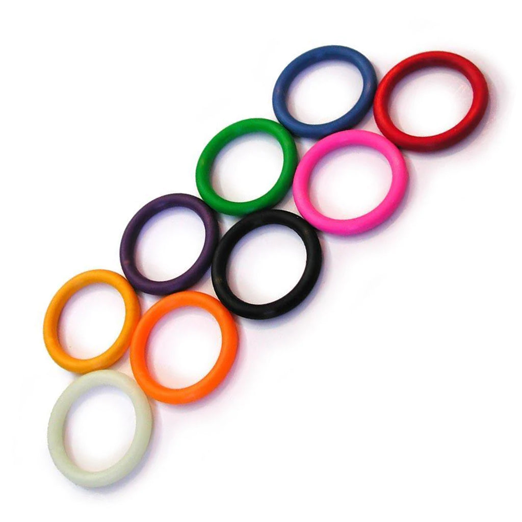 The set of colored silicone rubber head rings are shown on a white background. 