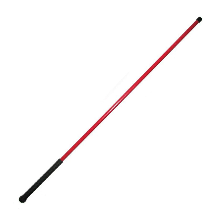 The Heavy Red Straight Fiberglass Cane with a black Rubber Handle is displayed against a blank background