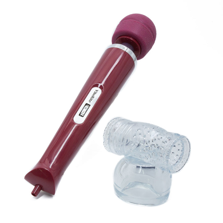 An image that features the KinkLab VibeRite Personal Wand Massager and the KinkLab VibeRite Hammerhead Attachment in front of a white background.