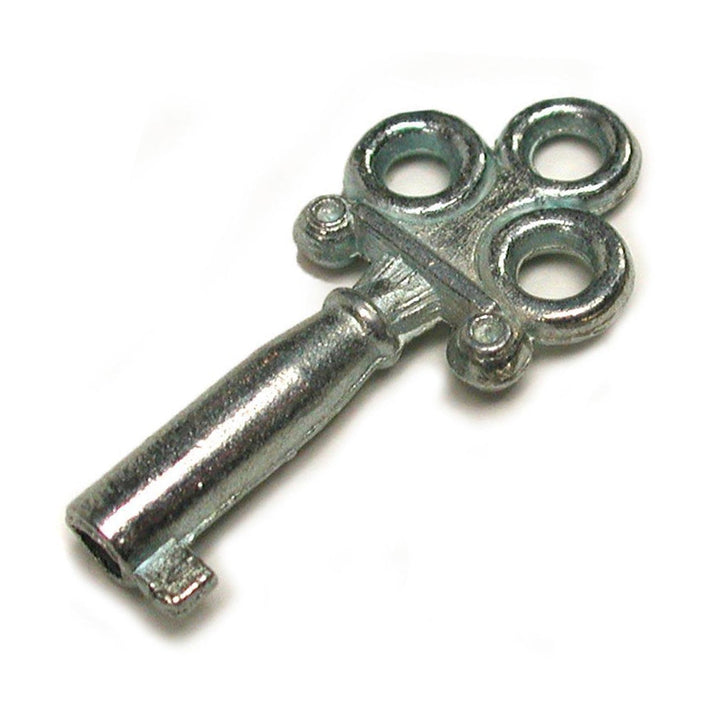 A silver Single Lock Handcuff Key with an ornate head is displayed against a blank background.