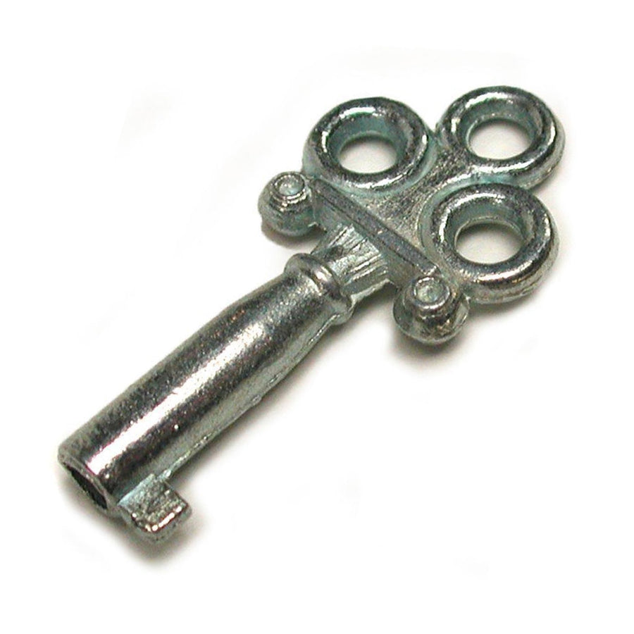 A silver Single Lock Handcuff Key with an ornate head is displayed against a blank background.