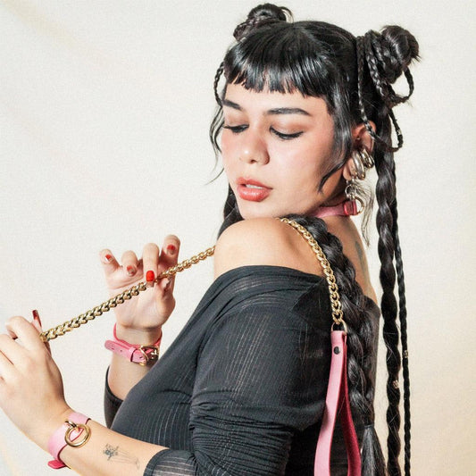 Luxury Leather and Chain Leash by Neon Coyotes-Stockroom