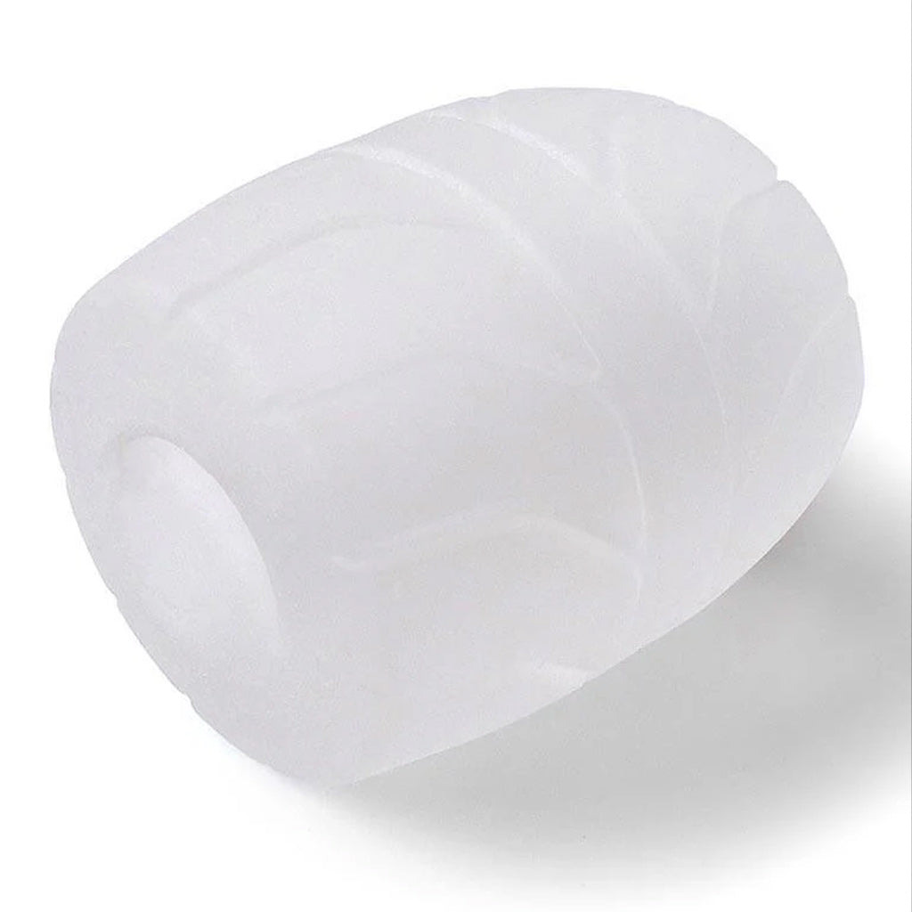 The clear Perfect Fit SilaSkin Ball Stretcher i shown against a white backrgound.