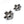 Load image into Gallery viewer, Two clusters of four magnetic nipple balls are displayed against a blank background, showing the two different sizes of balls. The magnetic balls are small silver orbs
