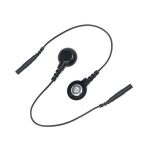 A pair of Mystim Adaptor Wire Snap Fasteners (Female) To 2mm Plug Junctions are displayed against a blank background.