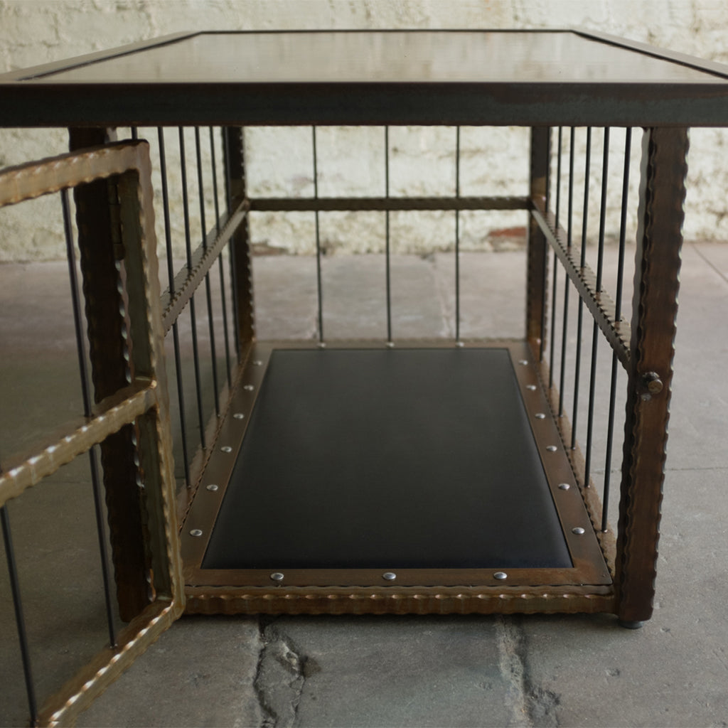 Hammered Steel Coffee Table/ Cage-The Stockroom