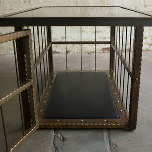 Hammered Steel Coffee Table/ Cage-The Stockroom