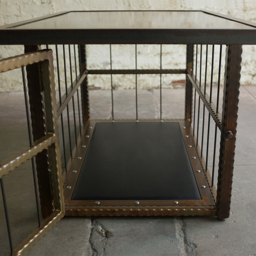 Hammered Steel Coffee Table/ Cage-The Stockroom