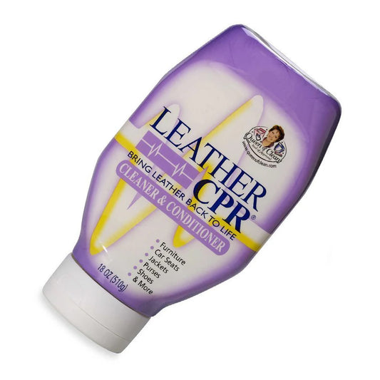 An 8oz bottle of the leather CPR cleaner & conditioner is shown against a white background.