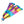 Load image into Gallery viewer, The Metallic Cow Leather Interchangeable Flogger Head 1&quot; in Rainbow is shown against a blank background. The leather strips are a rainbow gradient on the metallic sides, and the backsides are purple. 
