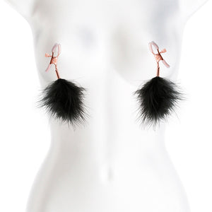 Bound Feather Nipple Clamps, Black