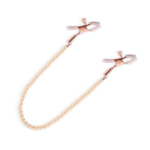 Bound Pearl Nipple Clamps, Rose Gold