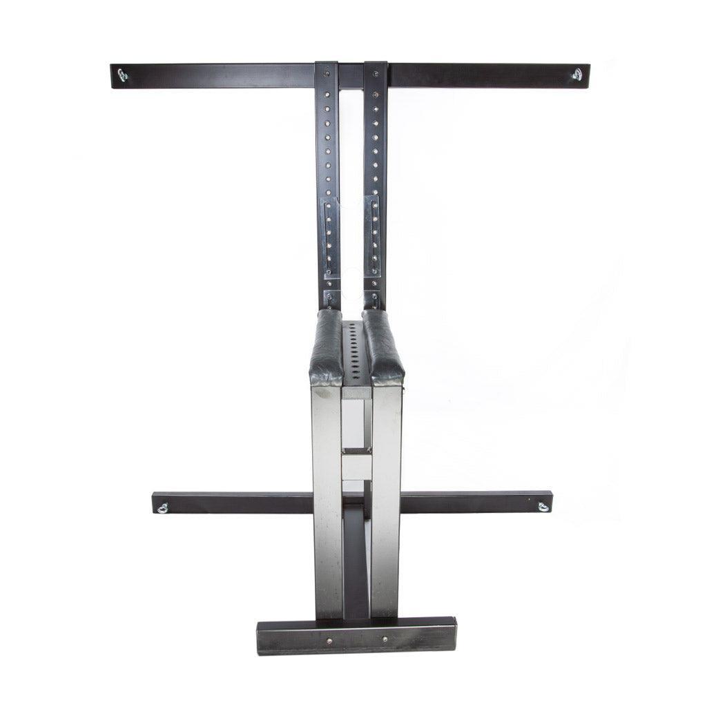 Ballistic Metal CBT Dungeon Bondage Chair, Black Leather