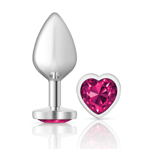 Charms Heart Metal Butt Plug Silver Hot Pink