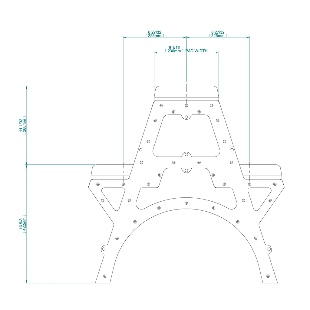 A diagram of the modern bondage spanking bench is shown on a white background.