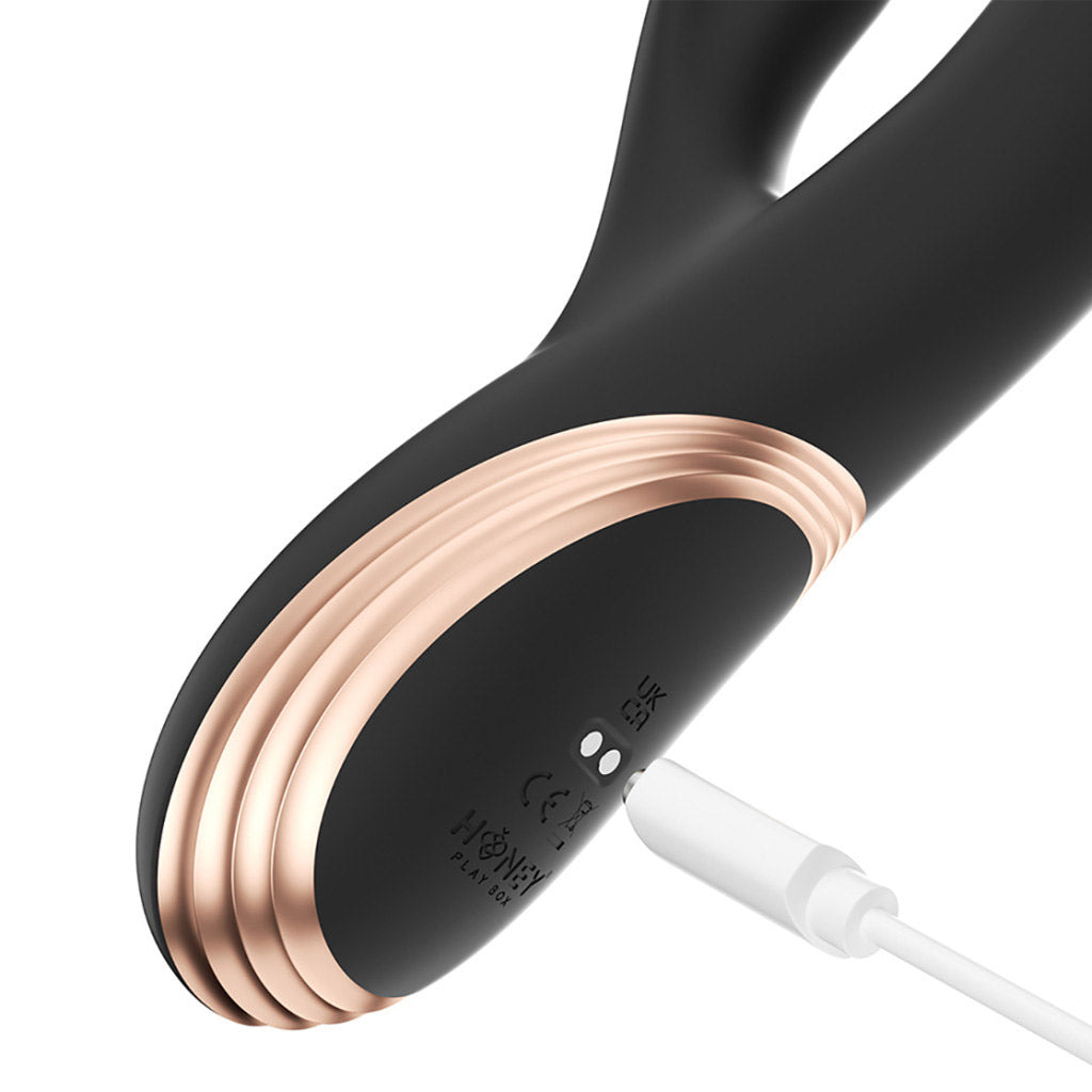Close-up of the charging point near the base of the Honey Play Box Vibrator.