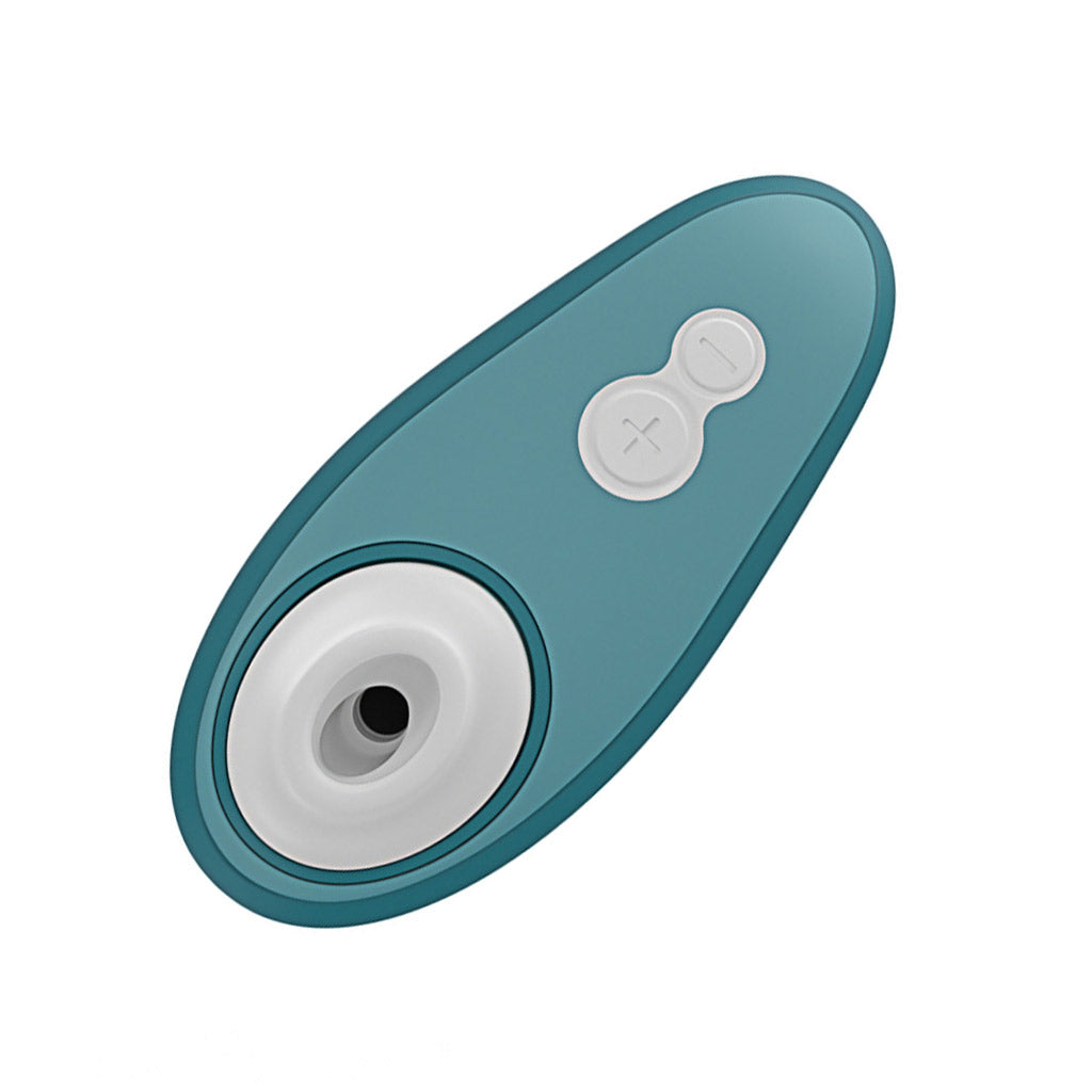 A teal Womanizer Liberty 2 seen from the front on a white background.