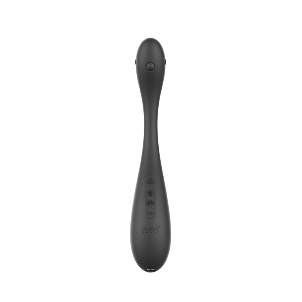 Back view of the Honey Play Box personal vibrator on a white background, showing the power and intensity controls.
