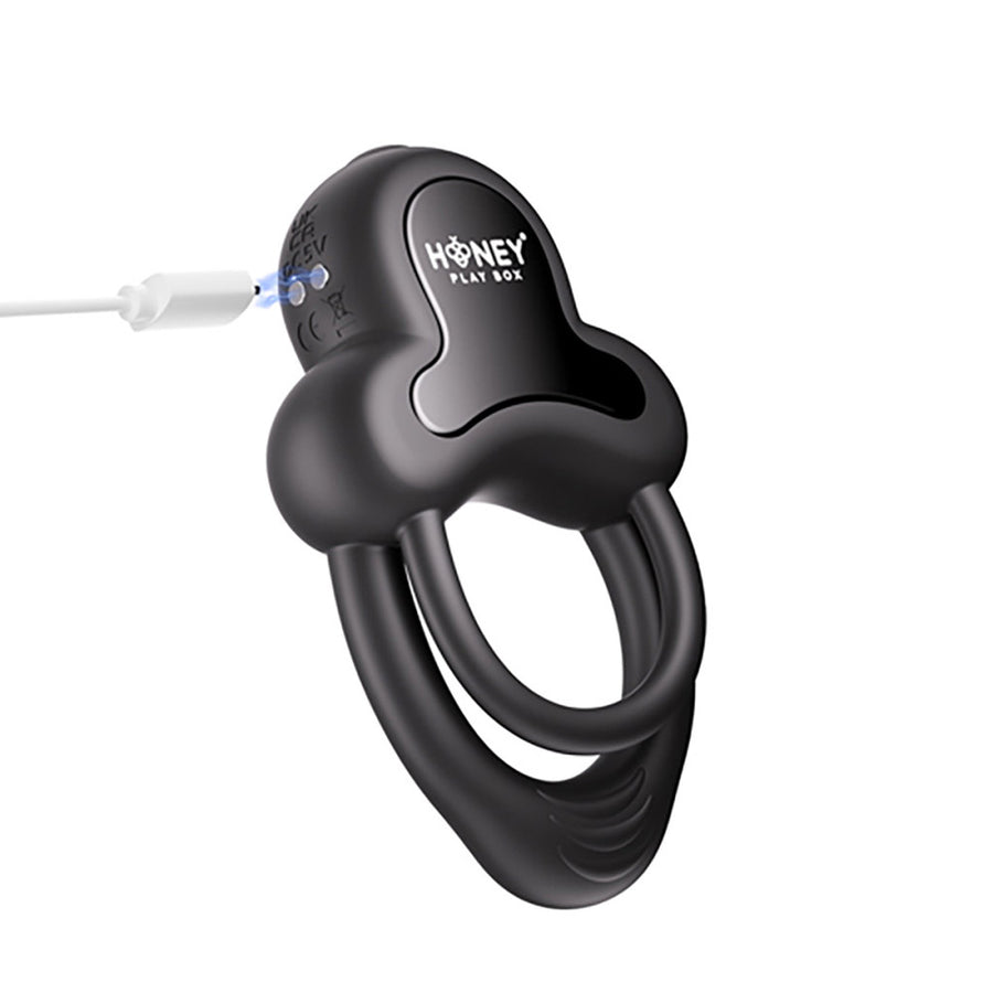 Honey Play Box Anello App-Controlled Vibrating Double Cock Ring with Clitoral Stimulator-The stockroom