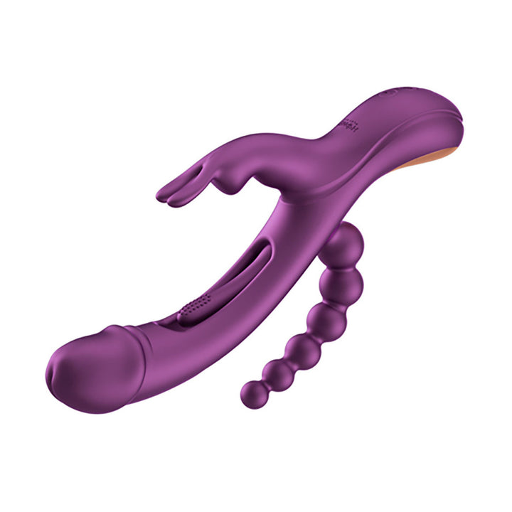 Honey Play Box Trilux Kinky Finger Rabbit Vibrator with Anal Beads, Purple-The stockroom