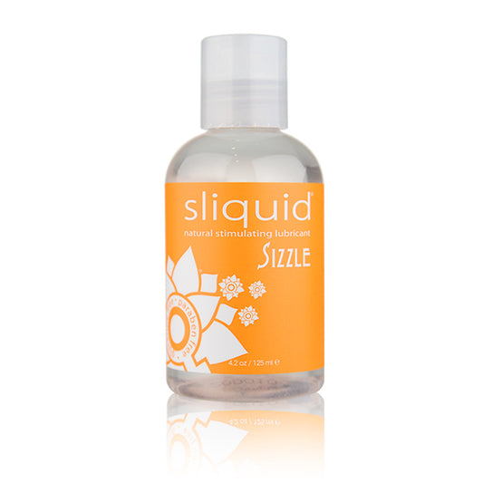 A bottle of Sliquid Natural Sizzle, 4.2 oz is shown against a white background.