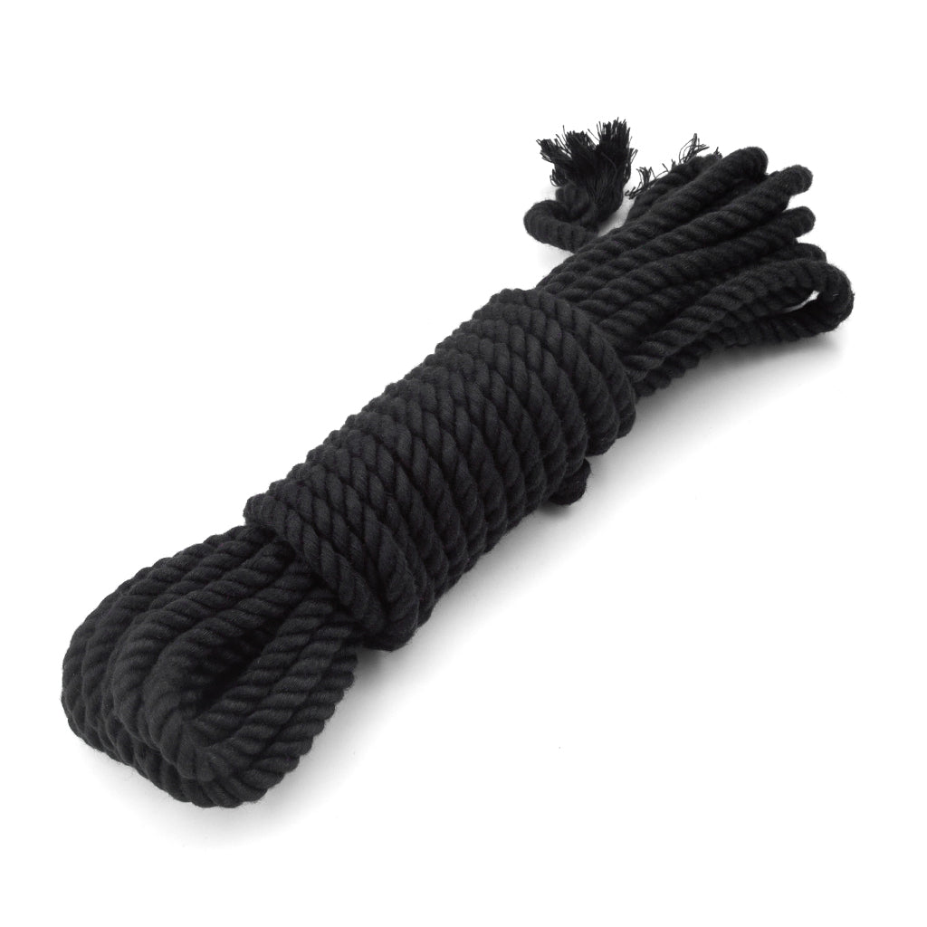 The black bamboo silk rope is shown tied in a bundle on a white background.