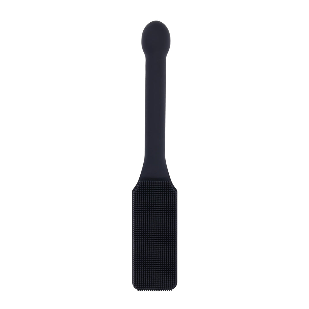Black silicone paddle on a white background