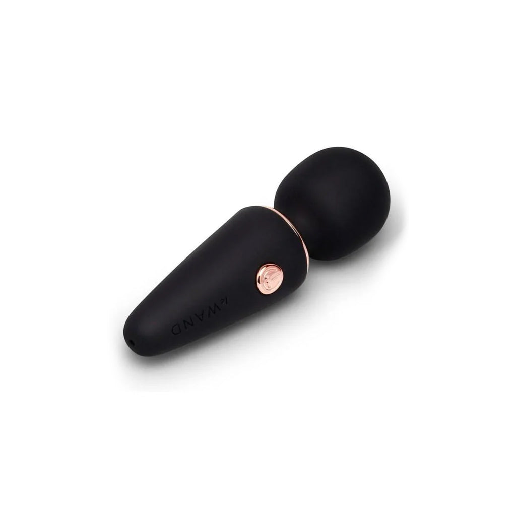The black Le Wand mini micro vibrator is shown on a white background