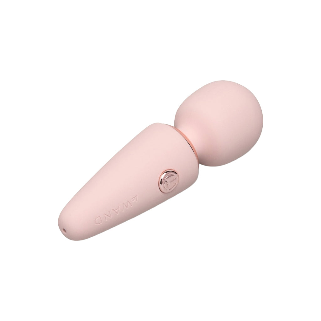 The rose gold Le Wand mini micro vibrator is shown on a white background
