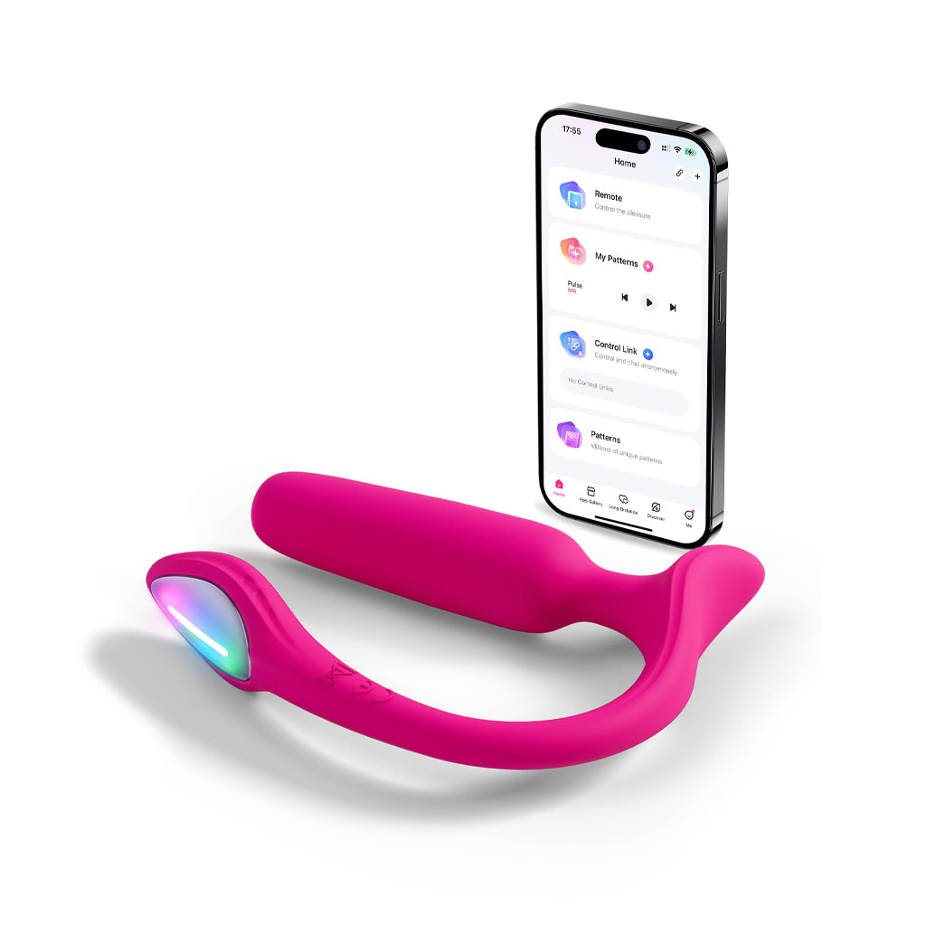 The Lovense Lush anal dual vibrator is shown next to a cell phone on a white background