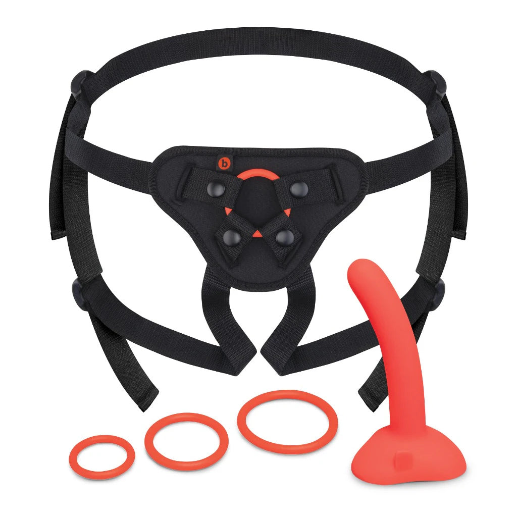 B-vibe beginners strap-on harness set with 5" silicone dildo-The Stockroom