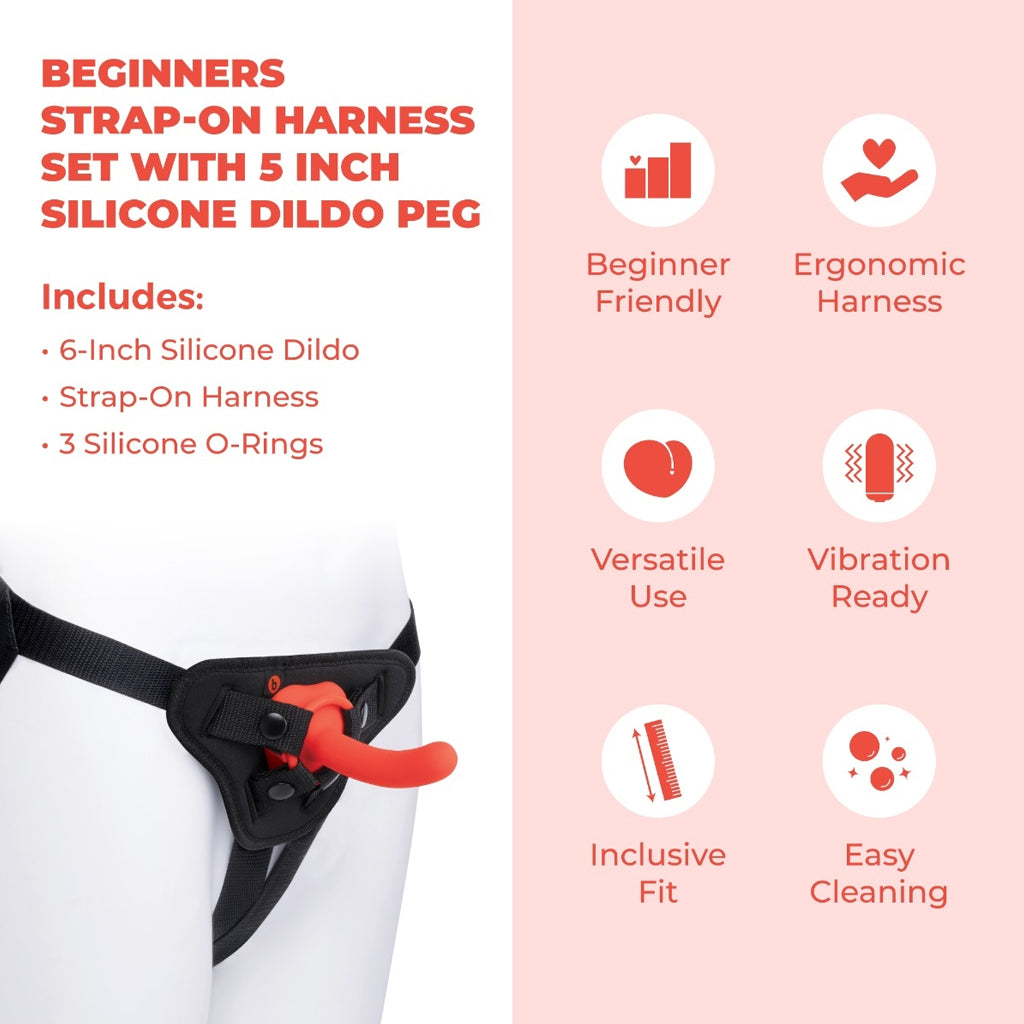 B-vibe beginners strap-on harness set with 5" silicone dildo-The Stockroom