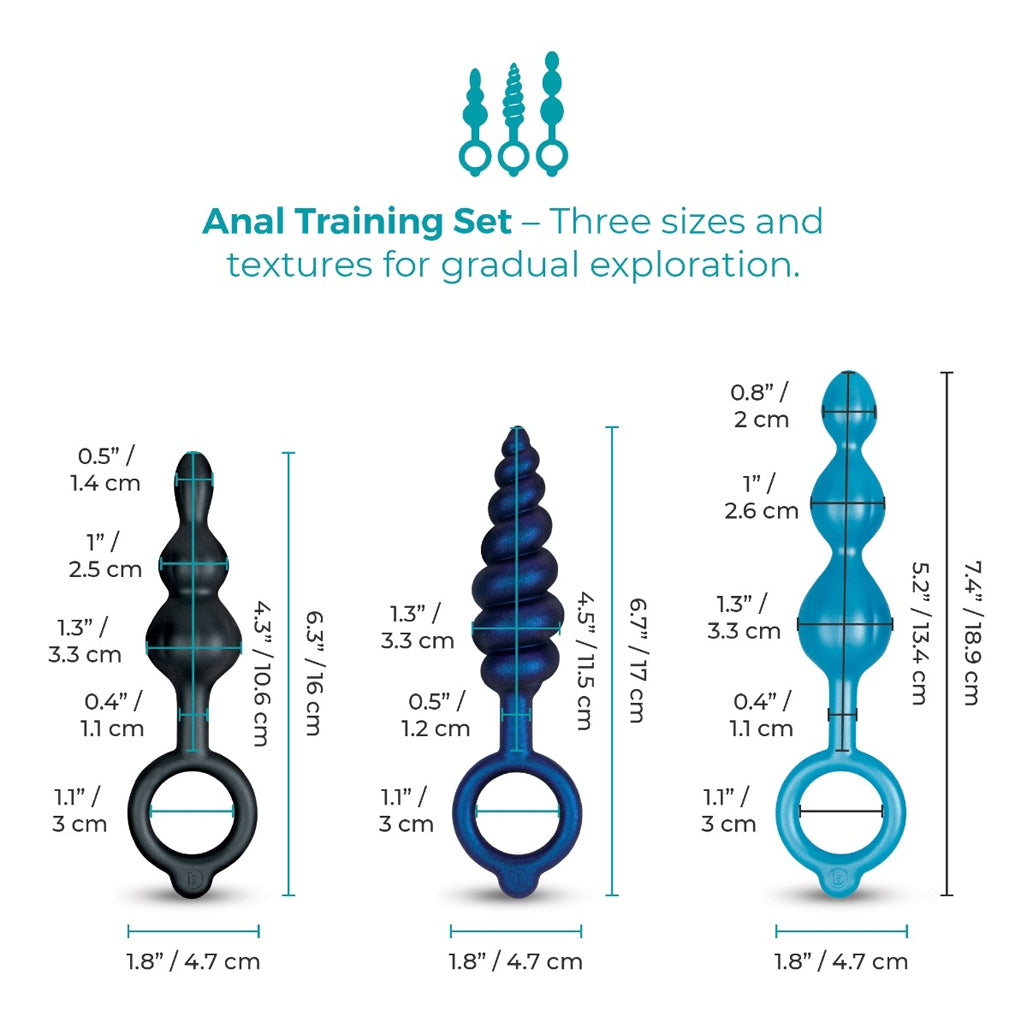 B-vibe beaded butties bundle 3 piece anal plug set-The Stockroom