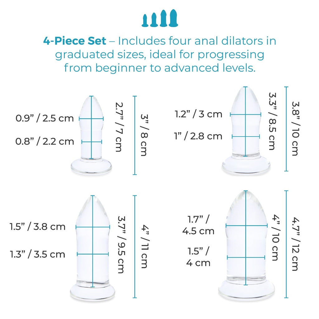 B-Vibe glass anal dilators 4 piece set-The Stockroom