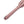 Load image into Gallery viewer, A close-up of the Stupid Cute Baby Pink Leather Flogger handle is shown against a blank background, displaying the small leather loop at the base of the handle and the metal hardware.
