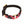 Load image into Gallery viewer, The Melanie Rose Designs x The Stockroom Collar, made of red and black leather braided together with a gold O-ring in the center, is displayed against a blank background.
