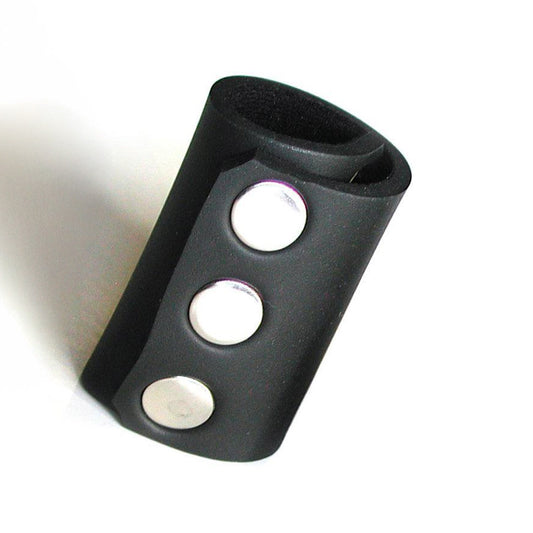 The small KinkLab Neoprene Ball Stretcher, a cylinder of black neoprene with metal snap closures, is displayed against a blank background.