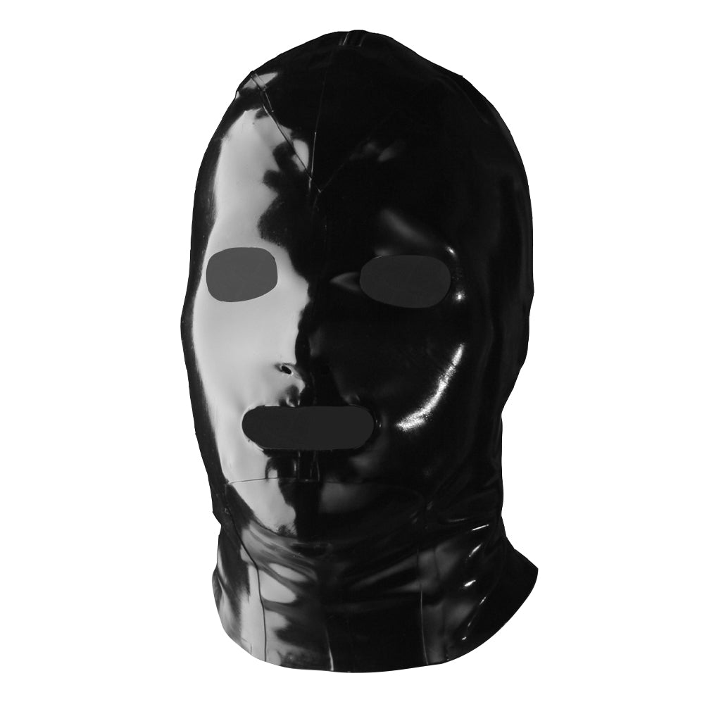 The black rubber hood with zipper is shown on a white background