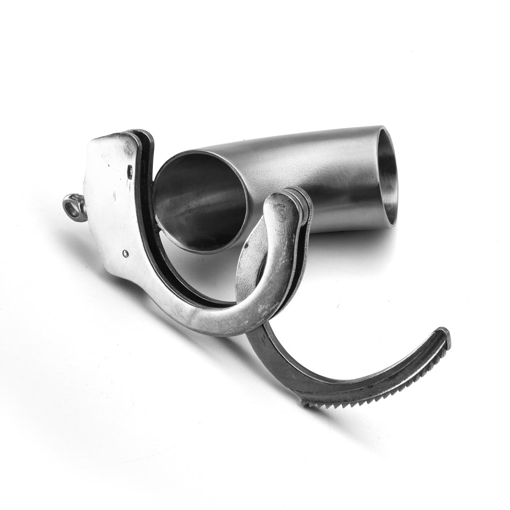 The Houdini chastity device is shown unlocked on its side on a white background.