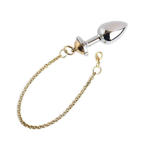 anal plug with chain Jeusn Metal Anal Plug With Chain Rope – honeysx main image 1