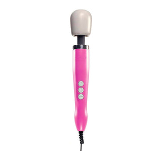 A Doxy Vibrating Wand Massager in Pink is shown against a blank background.