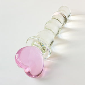 Pink Heart Glass Dildo-The Stockroom