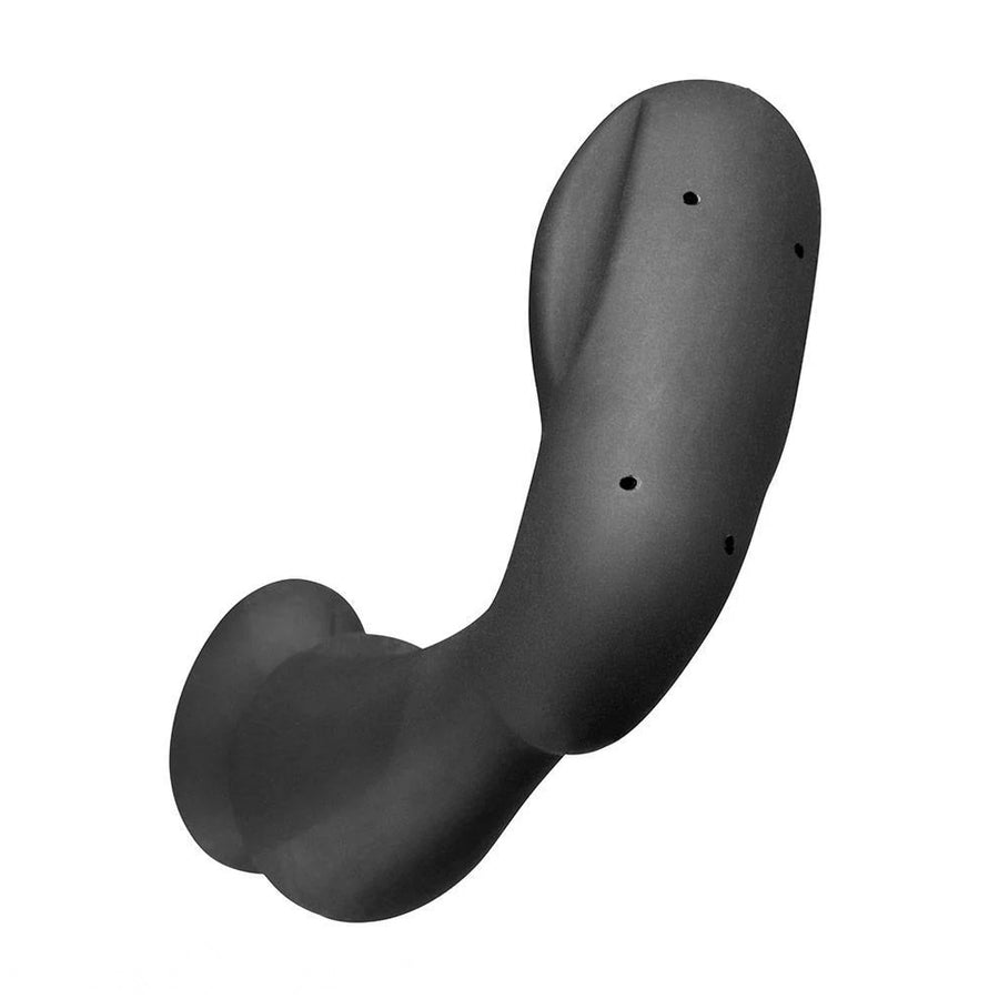 The bottom of the Electrastim "Sirius" Silicone Noir Prostate Massager is displayed against a blank background, showing four input ports.