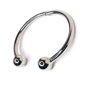 The Magnetic Barbell Stainless Steel Collar is displayed open against a blank background. There is a hinge at the back of the collar.