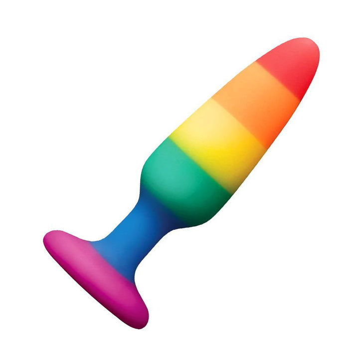 Colours Pride Pleasure Silicone Anal Plug, Small, Rainbow-The Stockroom