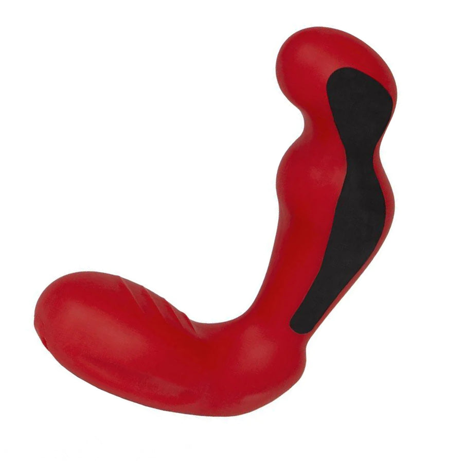 The Electrastim Silicone Fusion Habanero Prostate Massager is shown against a blank background. It has a pronounced head that is set slightly forward and a wide base, creating a J-shape.