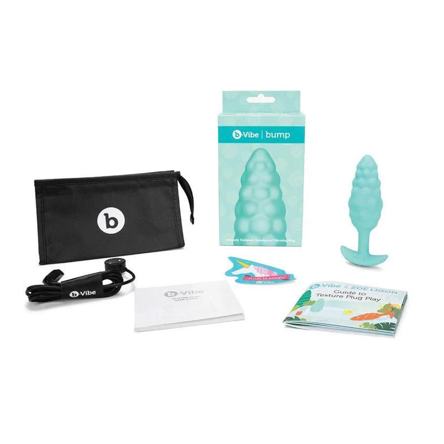 b-Vibe Texture Butt Plug Bump, Aqua, Small-The Stockroom