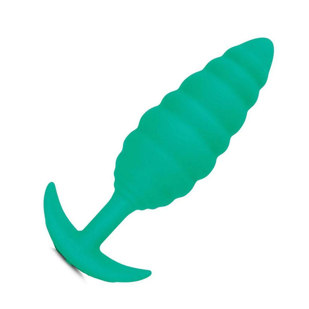 b-Vibe Texture Butt Plug Twist, Green, Large-The Stockroom